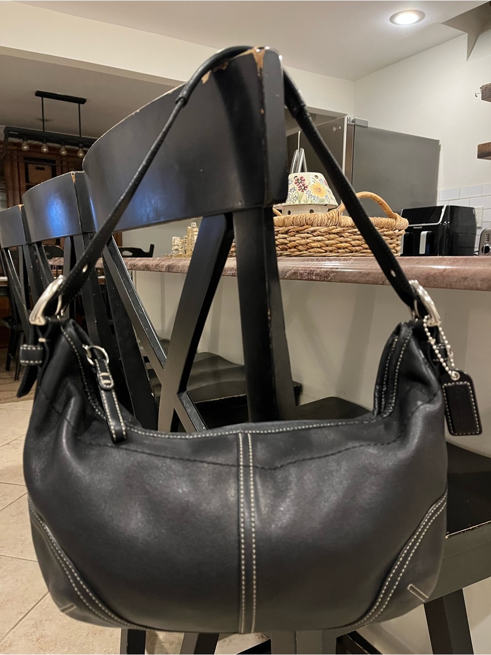 Vintage Coach Black Leather Mini Soho Hobo Bag